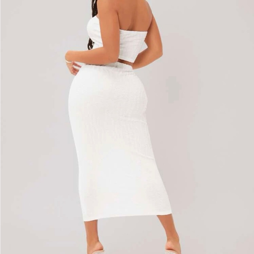 White tube top and pencil skirt